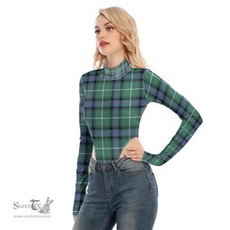 Scottish MacDonald of the Isles Hunting Ancient Clan Tartan Womens Turtleneck High Cut Bodysuit Stretchy Jumpsuit