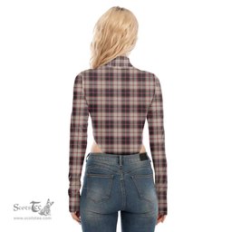 Scottish MacPherson Hunting Ancient Clan Tartan Womens Turtleneck High Cut Bodysuit Stretchy Jumpsuit