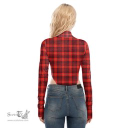 Scottish MacIan Clan Tartan Womens Turtleneck High Cut Bodysuit Stretchy Jumpsuit