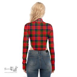Scottish MacNaughton Modern Clan Crest Tartan Womens Turtleneck High Cut Bodysuit Stretchy Jumpsuit