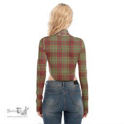 Scottish MacGillivray Hunting Ancient Clan Crest Tartan Womens Turtleneck High Cut Bodysuit Stretchy Jumpsuit