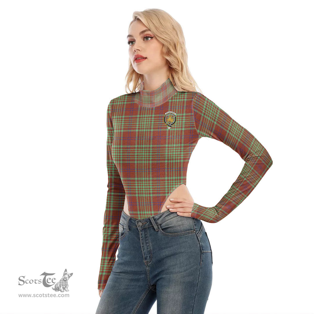 Scottish MacGillivray Hunting Ancient Clan Crest Tartan Womens Turtleneck High Cut Bodysuit Stretchy Jumpsuit