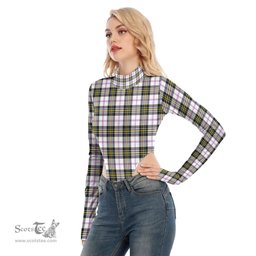 Scottish MacPherson Dress Modern Clan Tartan Womens Turtleneck High Cut Bodysuit Stretchy Jumpsuit