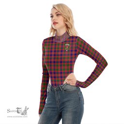 Scottish MacIntyre Modern Clan Crest Tartan Womens Turtleneck High Cut Bodysuit Stretchy Jumpsuit