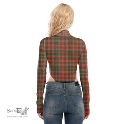 Scottish MacKintosh Hunting Weathered Clan Tartan Womens Turtleneck High Cut Bodysuit Stretchy Jumpsuit