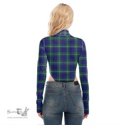 Scottish Hamilton Hunting Modern Clan Crest Tartan Womens Turtleneck High Cut Bodysuit Stretchy Jumpsuit