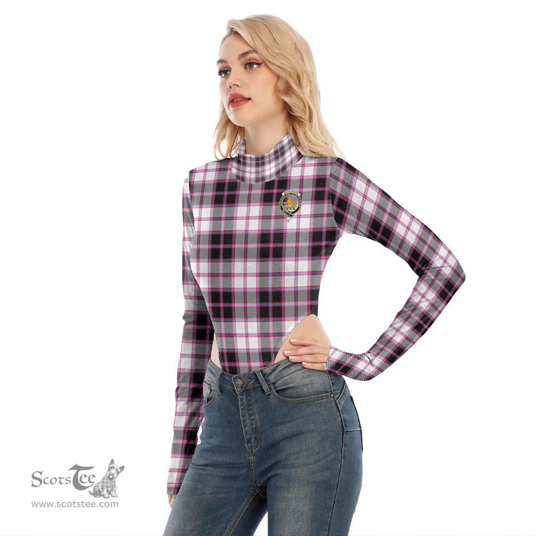 Scottish MacPherson Hunting Modern Clan Crest Tartan Womens Turtleneck High Cut Bodysuit Stretchy Jumpsuit