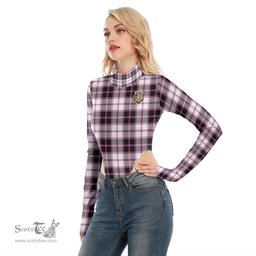 Scottish MacPherson Hunting Modern Clan Crest Tartan Womens Turtleneck High Cut Bodysuit Stretchy Jumpsuit