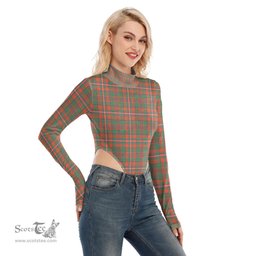 Scottish MacKinnon Ancient Clan Tartan Womens Turtleneck High Cut Bodysuit Stretchy Jumpsuit
