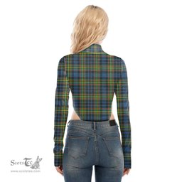 Scottish MacLellan Ancient Clan Tartan Womens Turtleneck High Cut Bodysuit Stretchy Jumpsuit