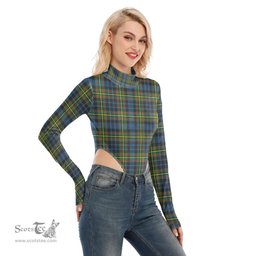 Scottish MacLellan Ancient Clan Tartan Womens Turtleneck High Cut Bodysuit Stretchy Jumpsuit