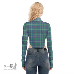 Scottish Inglis Ancient Clan Crest Tartan Womens Turtleneck High Cut Bodysuit Stretchy Jumpsuit