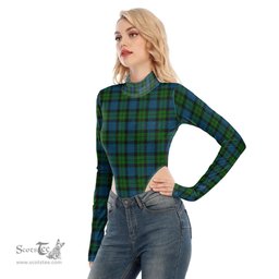 Scottish MacKay Modern Clan Tartan Womens Turtleneck High Cut Bodysuit Stretchy Jumpsuit