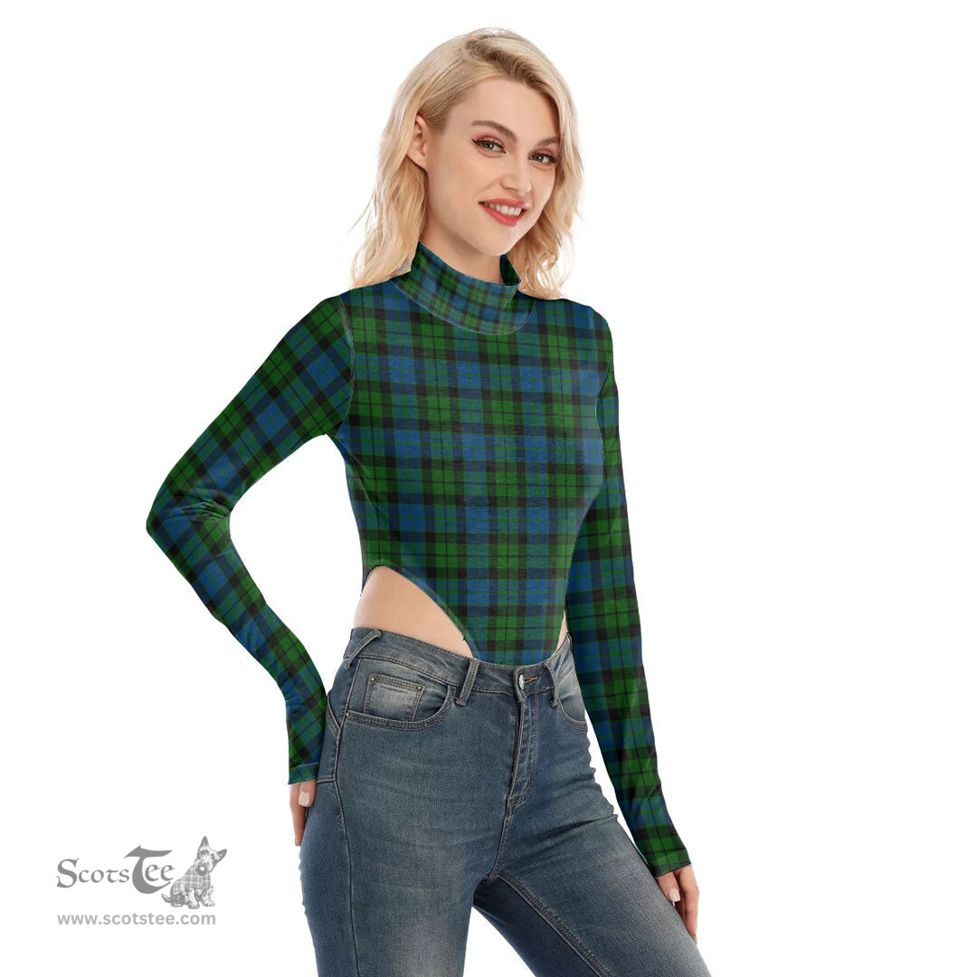 Scottish MacKay Modern Clan Tartan Womens Turtleneck High Cut Bodysuit Stretchy Jumpsuit