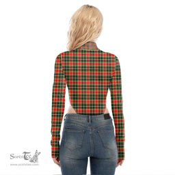 Scottish MacLachlan Hunting Modern Clan Crest Tartan Womens Turtleneck High Cut Bodysuit Stretchy Jumpsuit