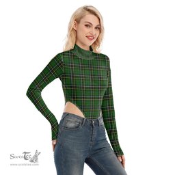 Scottish MacAlpine Modern Clan Tartan Womens Turtleneck High Cut Bodysuit Stretchy Jumpsuit