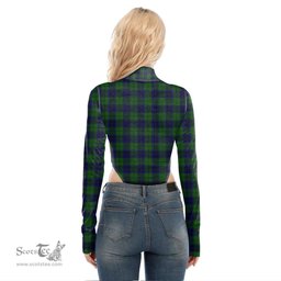 Scottish Keith Modern Clan Crest Tartan Womens Turtleneck High Cut Bodysuit Stretchy Jumpsuit