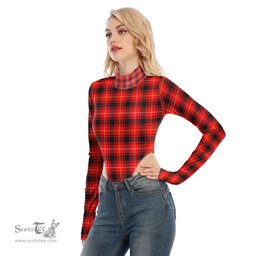 Scottish MacIver Modern Clan Tartan Womens Turtleneck High Cut Bodysuit Stretchy Jumpsuit