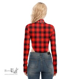 Scottish MacIver Modern Clan Tartan Womens Turtleneck High Cut Bodysuit Stretchy Jumpsuit