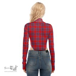 Scottish Inverness District Clan Tartan Womens Turtleneck High Cut Bodysuit Stretchy Jumpsuit