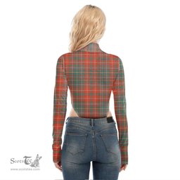 Scottish MacDougall Ancient Clan Crest Tartan Womens Turtleneck High Cut Bodysuit Stretchy Jumpsuit