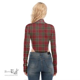 Scottish Lindsay Weathered Clan Crest Tartan Womens Turtleneck High Cut Bodysuit Stretchy Jumpsuit