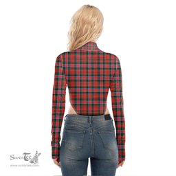 Scottish MacDuff Modern Clan Crest Tartan Womens Turtleneck High Cut Bodysuit Stretchy Jumpsuit