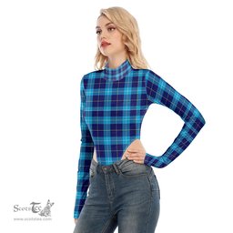 Scottish MacSporran Ancient Clan Tartan Womens Turtleneck High Cut Bodysuit Stretchy Jumpsuit