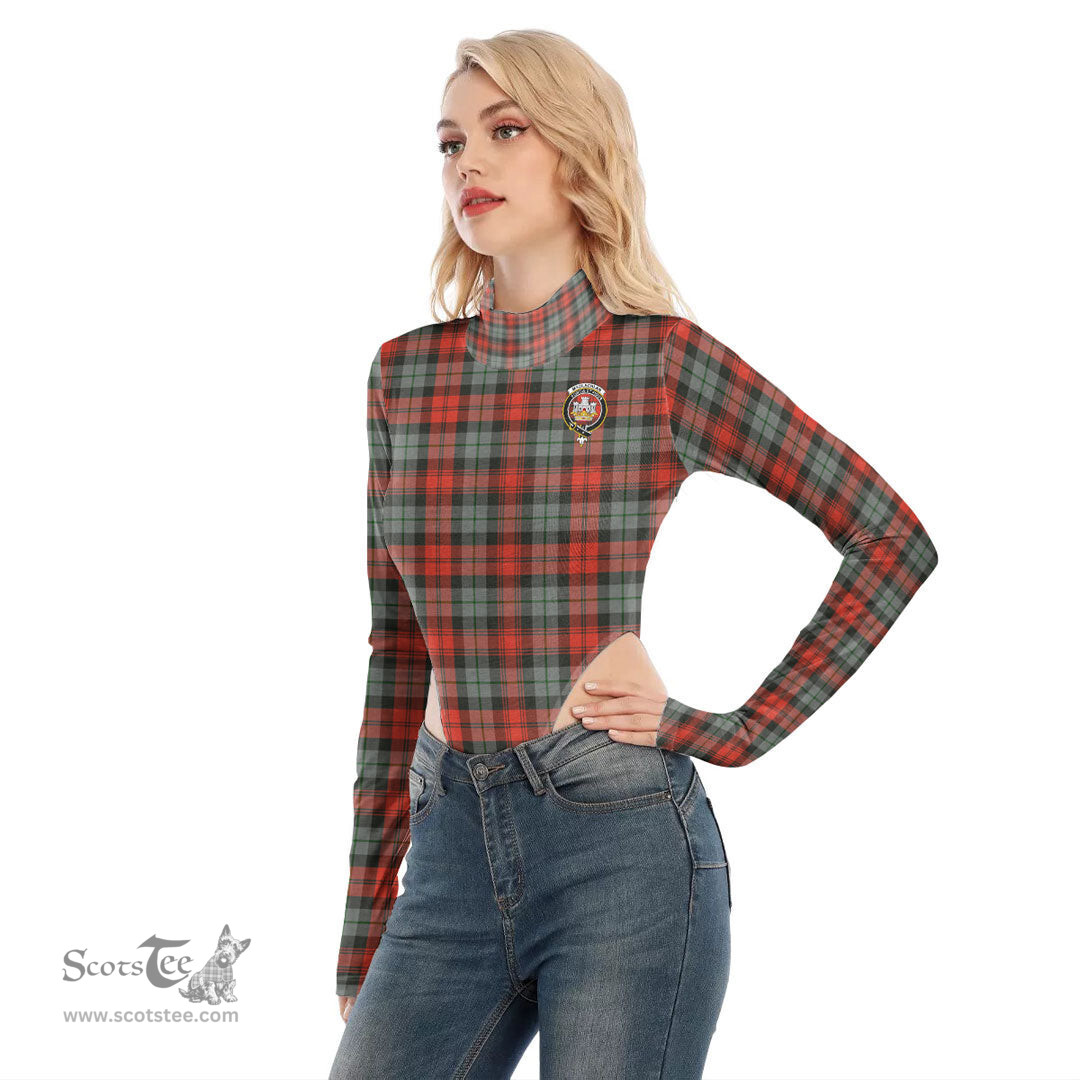 Scottish MacLachlan Weathered Clan Crest Tartan Womens Turtleneck High Cut Bodysuit Stretchy Jumpsuit