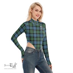 Scottish MacKay Ancient Clan Crest Tartan Womens Turtleneck High Cut Bodysuit Stretchy Jumpsuit