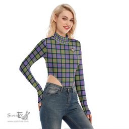 Scottish MacDonald Ancient Clan Crest Tartan Womens Turtleneck High Cut Bodysuit Stretchy Jumpsuit