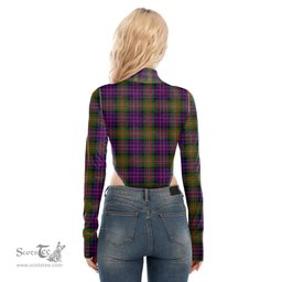 Scottish MacDonnell of Glengarry Modern Clan Tartan Womens Turtleneck High Cut Bodysuit Stretchy Jumpsuit