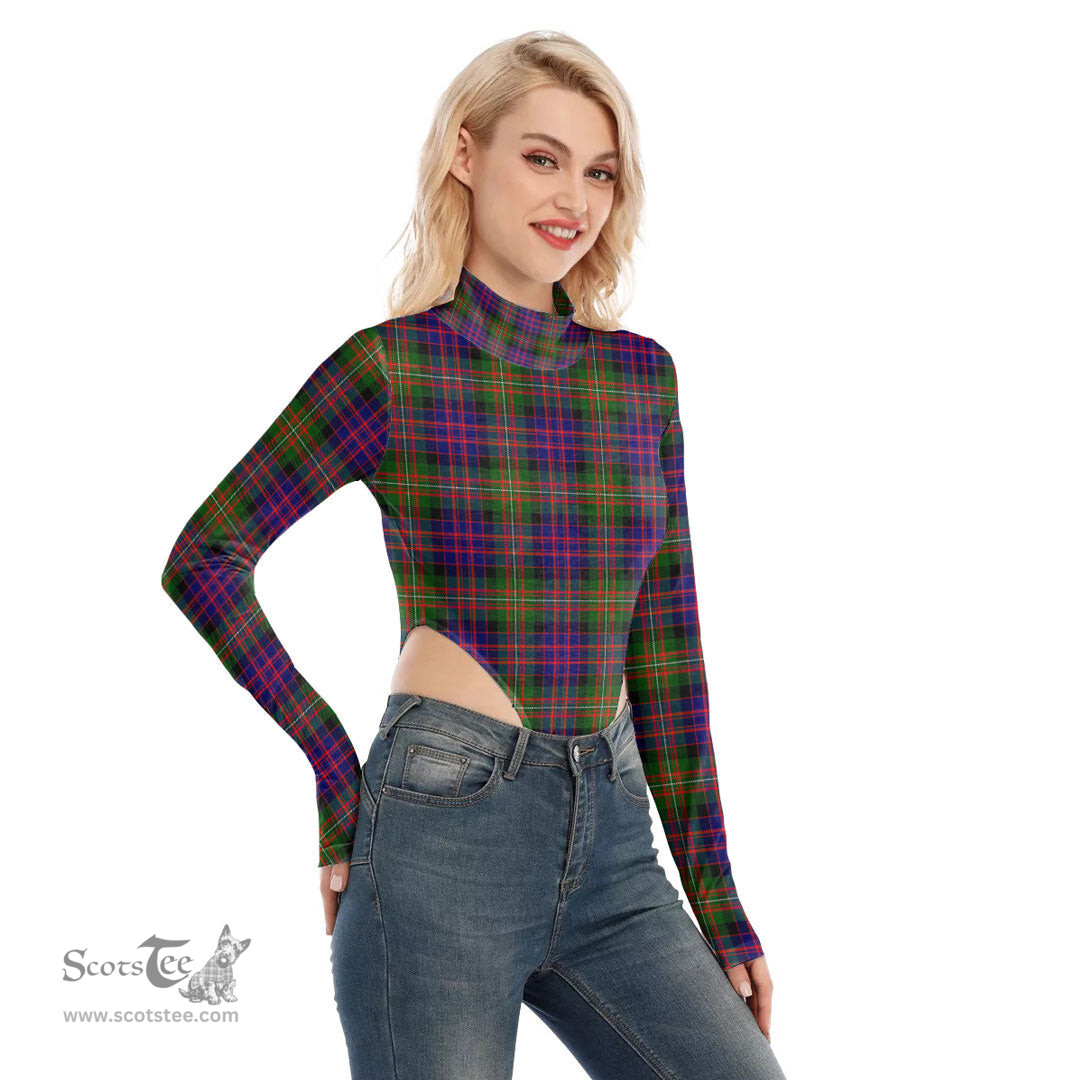 Scottish MacDonnell of Glengarry Modern Clan Tartan Womens Turtleneck High Cut Bodysuit Stretchy Jumpsuit