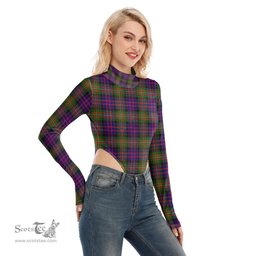 Scottish MacDonnell of Glengarry Modern Clan Tartan Womens Turtleneck High Cut Bodysuit Stretchy Jumpsuit