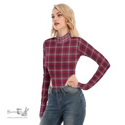 Scottish Little Clan Tartan Womens Turtleneck High Cut Bodysuit Stretchy Jumpsuit