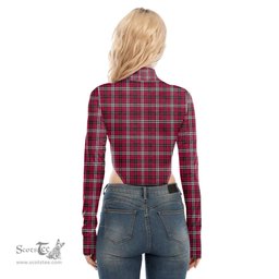 Scottish Little Clan Tartan Womens Turtleneck High Cut Bodysuit Stretchy Jumpsuit