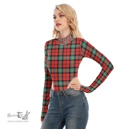 Scottish Kerr Ancient Clan Tartan Womens Turtleneck High Cut Bodysuit Stretchy Jumpsuit
