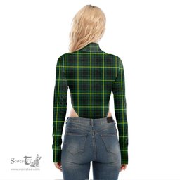 Scottish MacArthur Modern Clan Crest Tartan Womens Turtleneck High Cut Bodysuit Stretchy Jumpsuit
