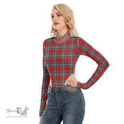 Scottish MacLeay Clan Tartan Womens Turtleneck High Cut Bodysuit Stretchy Jumpsuit