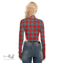 Scottish MacLeay Clan Tartan Womens Turtleneck High Cut Bodysuit Stretchy Jumpsuit