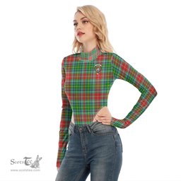 Scottish Muirhead Clan Crest Tartan Womens Turtleneck High Cut Bodysuit Stretchy Jumpsuit