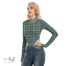 Scottish Paisley District Clan Tartan Womens Turtleneck High Cut Bodysuit Stretchy Jumpsuit