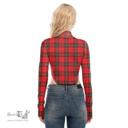 Scottish Seton Modern Clan Tartan Womens Turtleneck High Cut Bodysuit Stretchy Jumpsuit