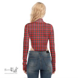 Scottish Sinclair Modern Clan Crest Tartan Womens Turtleneck High Cut Bodysuit Stretchy Jumpsuit