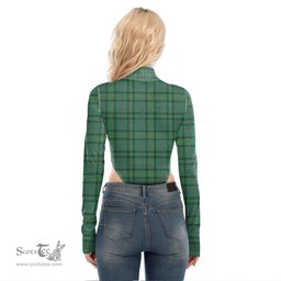 Scottish Ross Hunting Ancient Clan Crest Tartan Womens Turtleneck High Cut Bodysuit Stretchy Jumpsuit