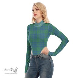 Scottish Montgomery Ancient Clan Tartan Womens Turtleneck High Cut Bodysuit Stretchy Jumpsuit