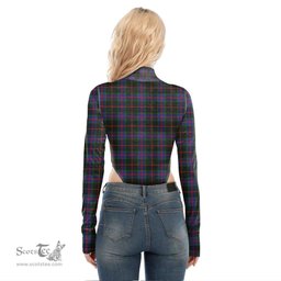 Scottish Nairn Clan Crest Tartan Womens Turtleneck High Cut Bodysuit Stretchy Jumpsuit