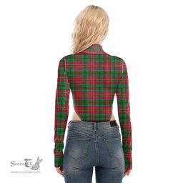 Scottish McCulloch Clan Tartan Womens Turtleneck High Cut Bodysuit Stretchy Jumpsuit