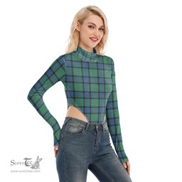 Scottish Sinclair Hunting Ancient Clan Tartan Womens Turtleneck High Cut Bodysuit Stretchy Jumpsuit