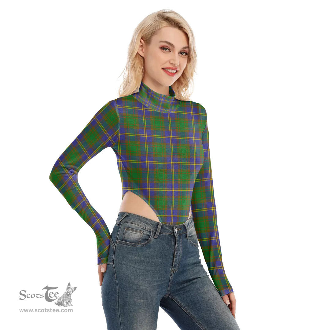 Scottish Strange of Balkaskie Clan Tartan Womens Turtleneck High Cut Bodysuit Stretchy Jumpsuit